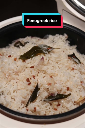 My Father’s Fenugreek Rice 🤍 Today I’m sharing a recipe that’s very special to our family. Whenever guests come over, or whenever I visit Sri Lanka, my father makes this fenugreek rice. It’s simple, comforting, and full of flavour. Rice \t•\tJeera samba (you can also use kiri samba or basmati) \t•\t2 rice-cooker cups of rice (about 300 g) \t•\t2 cups of water (use the same cup) Ingredients \t•\t15 Asian shallots, thinly sliced \t•\t1 thumb-size piece of ginger, thinly sliced \t•\t8 cloves garli