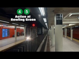 IRT Lexington Avenue Line: (4) & (5) Train action at Bowling Green.