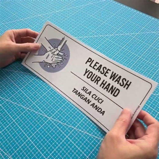 Please Wash Your Hands Clean Sign with Sink Tap Hygiene Notice Malaysia Premium Sticker