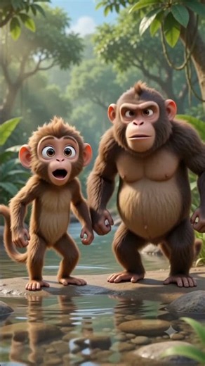 Two monkey brothers fun #monkey #jungle #brothers