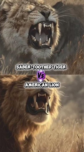 Saber-Toothed Tiger vs American Lion #knowledge #facts #wildlife