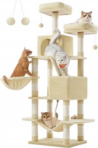FurnStar - Krabpaal - 168 cm grote kattentoren met 13 krabpalen - 1 krabplank - 2... | bol