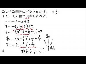 【動画で解説】２次関数 y＝ーx²ーx＋2 のグラフの書き方（1288 高校数学）