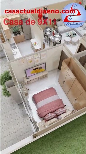 CASA DE 9x11 Metros con 2 DORMITORIOS #arquitectura #casasecologicas #casa