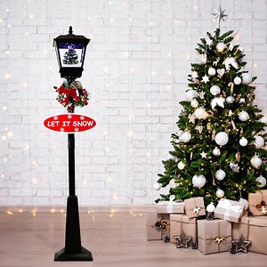 Fraser Hill Farm 5.9 ft Musical Snowy Christmas Street Lamp in Black, FSSL071A-BLK2 - Walmart.com