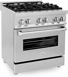 ZLINE 30 in. 4.0 cu. ft. Legacy Dual Fuel Range with 4 Burner Gas Cooktop and Electric Convection Oven in Satin Stainless Steel (RAS-SN-30)