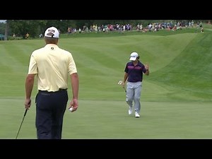 Brian Harman confidently drains his 22-foot birdie putt at John Deere