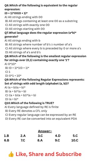 Regular Expression MCQ | Most Important TOC Concept 🔥 #shorts #youtubeshorts #toc #computerscience