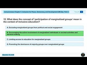 Inclusiveness Chapter 5: Inclusion for Peace, Democracy & Development | MCQs Quiz Part 2 🤔