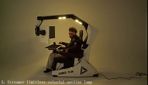 Imperatorworks R1 Pro White Computer Chair with Massage and Speakers and Support 3 Monitors White Structure