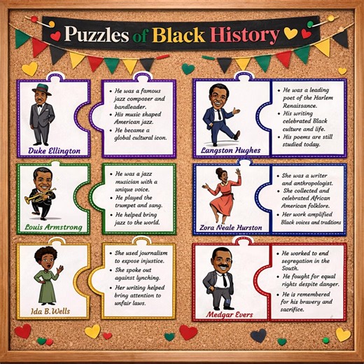 Black History Month Matching Puzzles | Civil Rights Leaders Cards & Bulletin Board Activity - Etsy