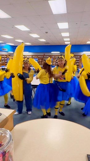 Gru and his Minions took over the SMS Library — stealing hearts (not books) this Halloween!📚🎃 HAPPY HALLOWEEN from your SMS Counseling, PEIMS, Registrar, Gear-Up, Social Work and Migrant Departments 🖤💙 | South Middle School