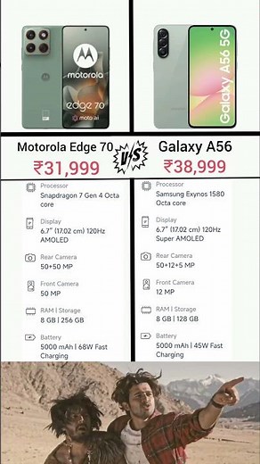 Edge 70 VS Galaxy A56 phone comparison #shorts #phone #motorolaedge70 #samsung #samsunggalaxya56