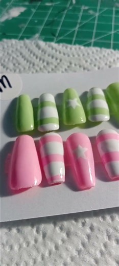 Green and Pink Converse Style Press on Nail Set #pressonnails
