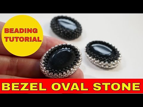 How to bezel an oval stone with seed beads in RAW and peyote technique