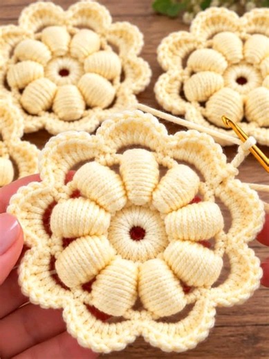The cream color is amazing 💞 !! Easy crocheting flower making #crochet #knitting #crochettiktok #crochettutorial #jourycrochet @Joury Crochet @Joury Crochet @Joury Crochet