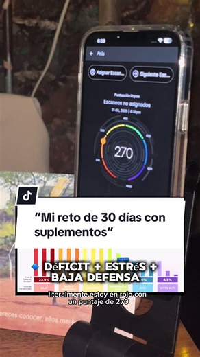 Hoy me hice la medición con Prisma y salí en rojo (270). Esto indica estrés déficit nutricional poca defensa antioxidante. Así que inicié un reto de 30 días con suplementos y en 1 mes vuelvo a medir. ¿Segunda parte? Si te da curiosidad el test o los suplementos, me dices. #suplementos #retos #antioxidantes #prismaio #nuskin