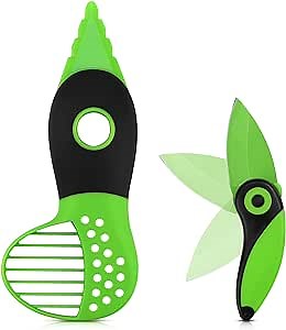 4 in 1 Avocado Slicer and Mini Folding Fruit Knife, 2 Piece Set Avocado Tool use for Cutter, Slice, Cuber, Masher