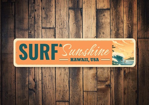 Surf & Sunshine Hawaii Metal Sign, Beach Wall Decor, Tropical Surf Art, Coastal Home Accent, Beach Lover Gift - Etsy