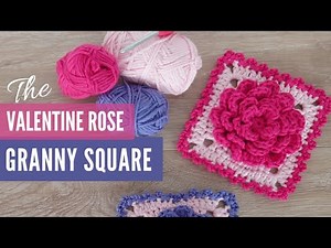 How to Crochet a Granny Square: Valentine Rose Square 🌹