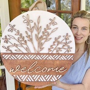 Welcome Door Hanger | Front Door Decor | Front Door Sign | Newlyweds | Engagement Gift - Etsy