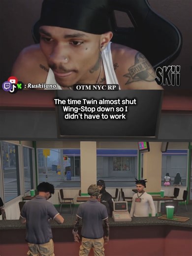The time @twinnnnnnyounginn almost shut down Wing-Stop so I didn't have to work. #Ruskiiano #SKII #gtarp #fivem #fyp