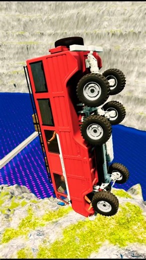 Fire Truck and bus vs Giant Lava Pit - BeamNG.drive #beamng #shorts #beamngdrive #automobile #usa
