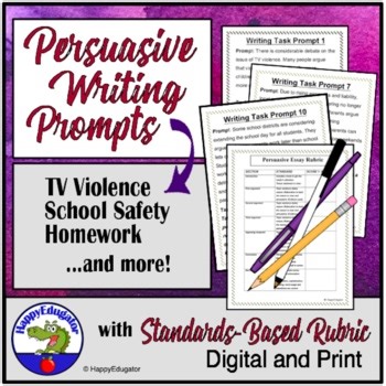 Persuasive Argument Essay Writing Prompts with Rubric - Print and Easel Activity