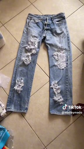 Custom Jeans: Ripped Denim with Bandana Details