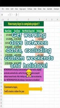 Excel NETWORKDAYS.INTL Formula: Custom Weekends & Holidays