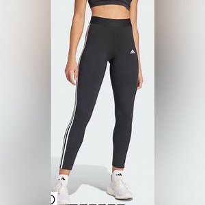 Adidas Women’s Sz L Iconic Black 3 Stripe‎ Leggings