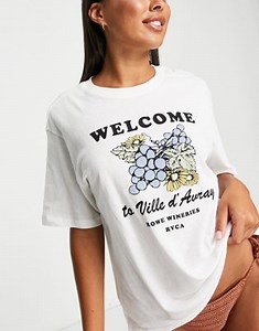 RVCA X Camille Rowe Wineries oversized beach t shirt in white  | ASOS