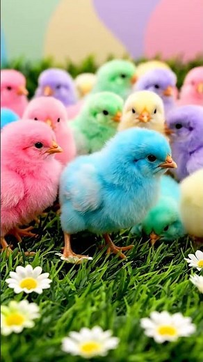 Cutest Spring Chicks! Pastel Baby Chickens Playing with Daisy Flowers