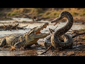 Crocodile vs Giant Python – Deadly Riverbank Clash | Epic Animal Clash