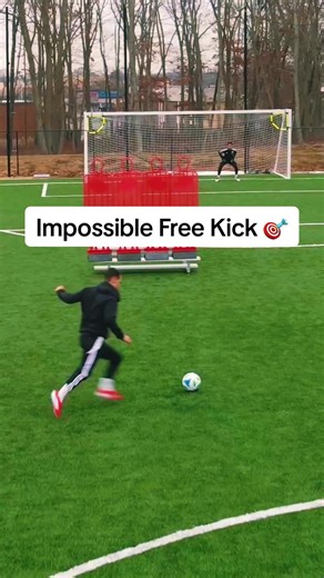 TARGET CHALLENGE PART 1 Over the mannequins on top of the bench. This shot was too EASY. Comment something insane for next challenge and I’ll put it to the test 🎯 #soccer #trickshot #freekick #fyp