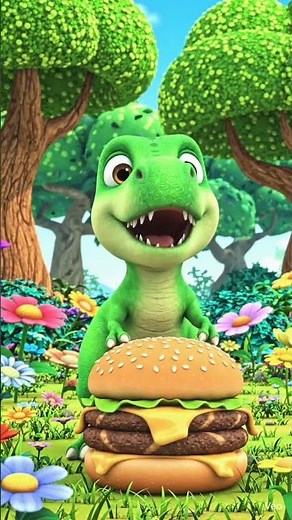 Baby Dinosaur vs BIG Burger! 😂🦖 #Shorts #KidsLearning #ToddlerFun