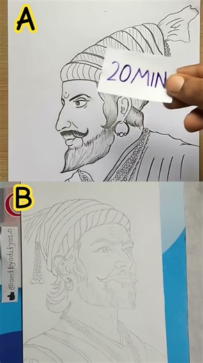 2 min art 🦁 Shivaji Maharaj || chhatrapati shivaji drawing challenge #shorts #trending