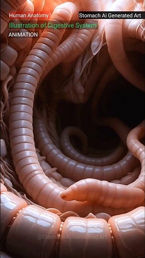 Realistic 3D View Inside Human Gut | Intestine Animation (Not Worms!) | Stomach AI Generated Art