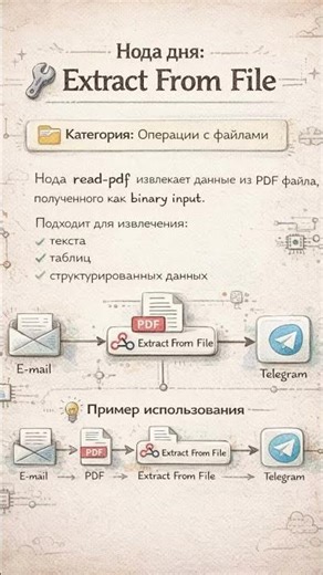 Нода дня 1/100 - Extract From File. Больше об n8n у меня #n8n #automation #selfdevelopment #ai #gap