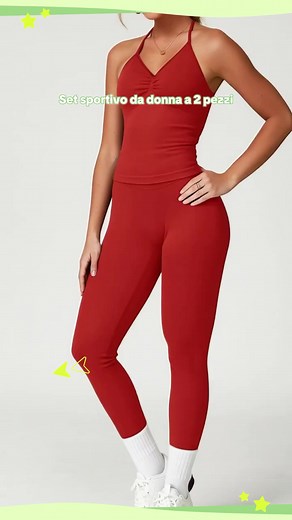 Set sportivo da donna 2 pezzi, reggiseno sportivo con scollo americano e leggings a vita alta, per yoga, palestra. #tracksuit #curvyoutfitinspiration #sweatsuitsetoutfit #slimmingshapewear #activewear #fashionshapewear #bodysuit #pushupleggings #loungewear #tummycontrolleggingd