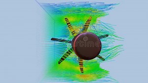 Industrial Rotor Airflow Simulation - CFD Simulation Computational Fluid Dynamics Stock Footage - Video of computer, detail: 383112312