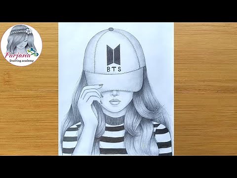 How to draw a Girl with Cap || A Girl with BTS cap || Pencil Drawing || bir kız nasıl çizilir