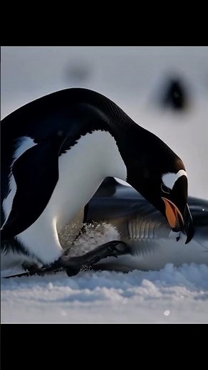 A PIGUIN ENJOY SNOW FALL 🍁#pingpong #pingüino #pingu #pinguinos #pingu #snowfall #snow #pandabear