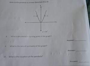 Questions on the Given ParabolaRefer to the parabola: The gr... | Filo