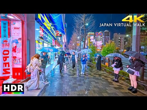Japan: Tokyo Rainy Evening Walk, Asakusa to Akihabara • 4K HDR