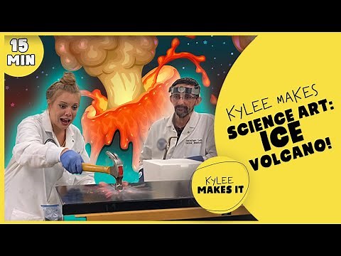 Kylee Makes Science Art: Ice Volcano! | Kids Science Video with Dr. Bill | DIY Baking Soda Eruption