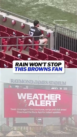 A little rain wasn’t going to stop this fan #nfl #browns #bucs