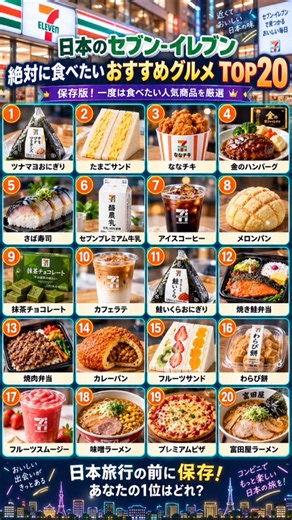 🇯🇵【日本旅行で必食】セブン イレブンのおすすめグルメTOP20！あなたの1位はどれ？