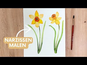 Aquarell Osterglocken malen | Blumen einfach erklärt