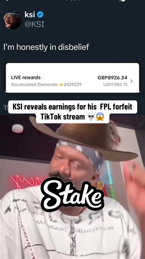 @KSI reveals his earnings for his fantasy football league forfeit livestream on TikTok 😳💀 this is unreal 🤑 #ksi #sidemen #sidemensunday #fantasyfootball #fpl #league #pitchside #miniminter #theobaker #forfeit #tiktok #earnings #foryou #fyp